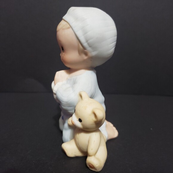 HOMCO FIGURINES ( Praying Boy~ Blue Pajamas ~ Teddy Bear ) 3.5" - Picture 3 of 6